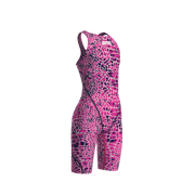 ARENA GIRLS POWERSKIN ST NEXT SNAKESKIN OPEN BACK KNEESUIT - Pink