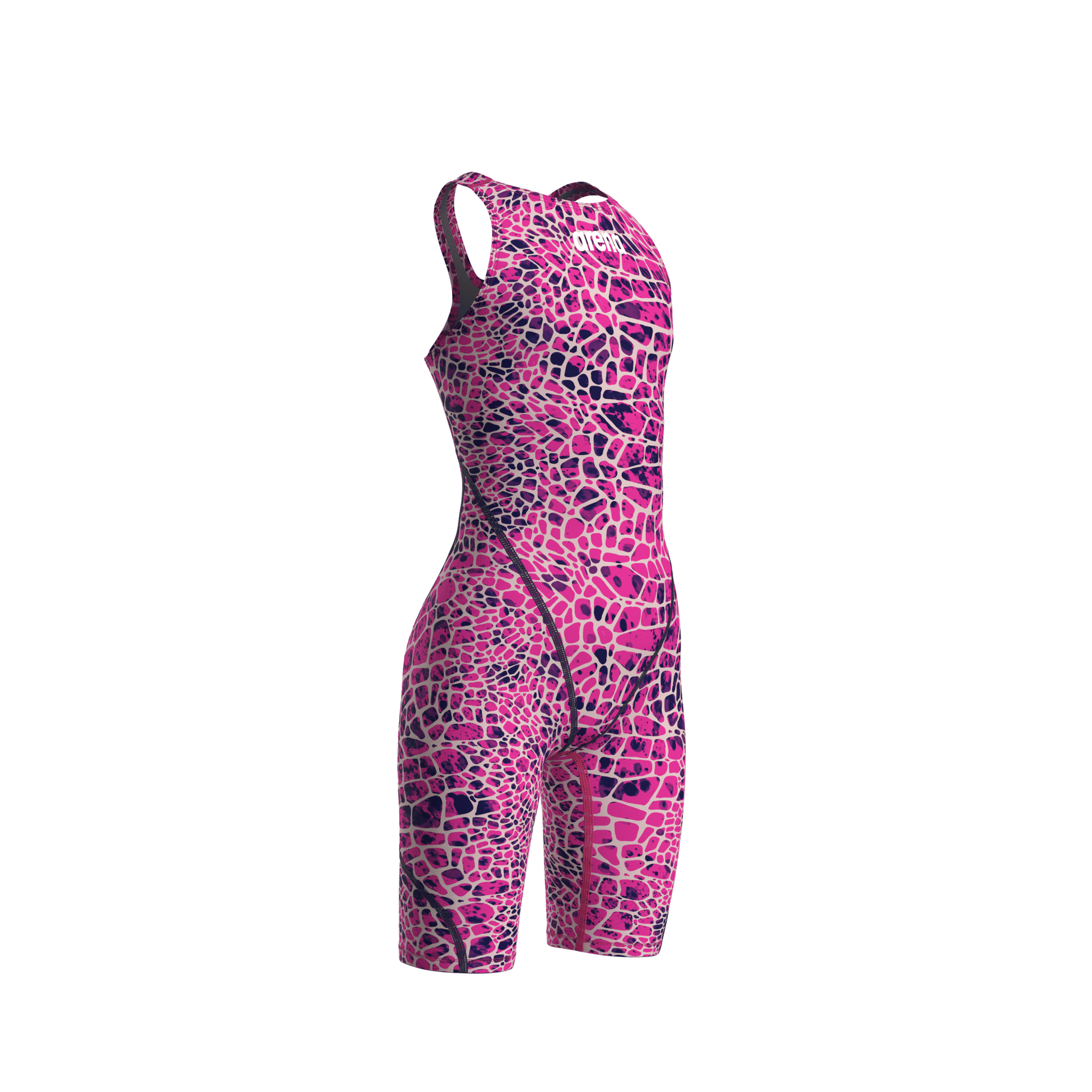 ARENA GIRLS POWERSKIN ST NEXT SNAKESKIN OPEN BACK KNEESUIT - Pink