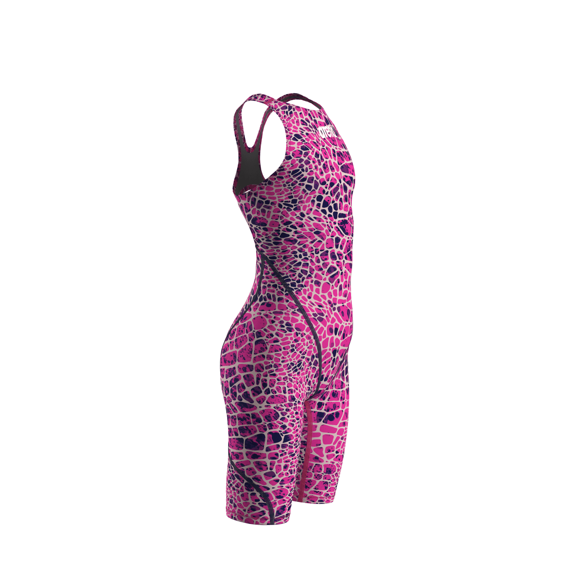 ARENA GIRLS POWERSKIN ST NEXT SNAKESKIN OPEN BACK KNEESUIT - Pink