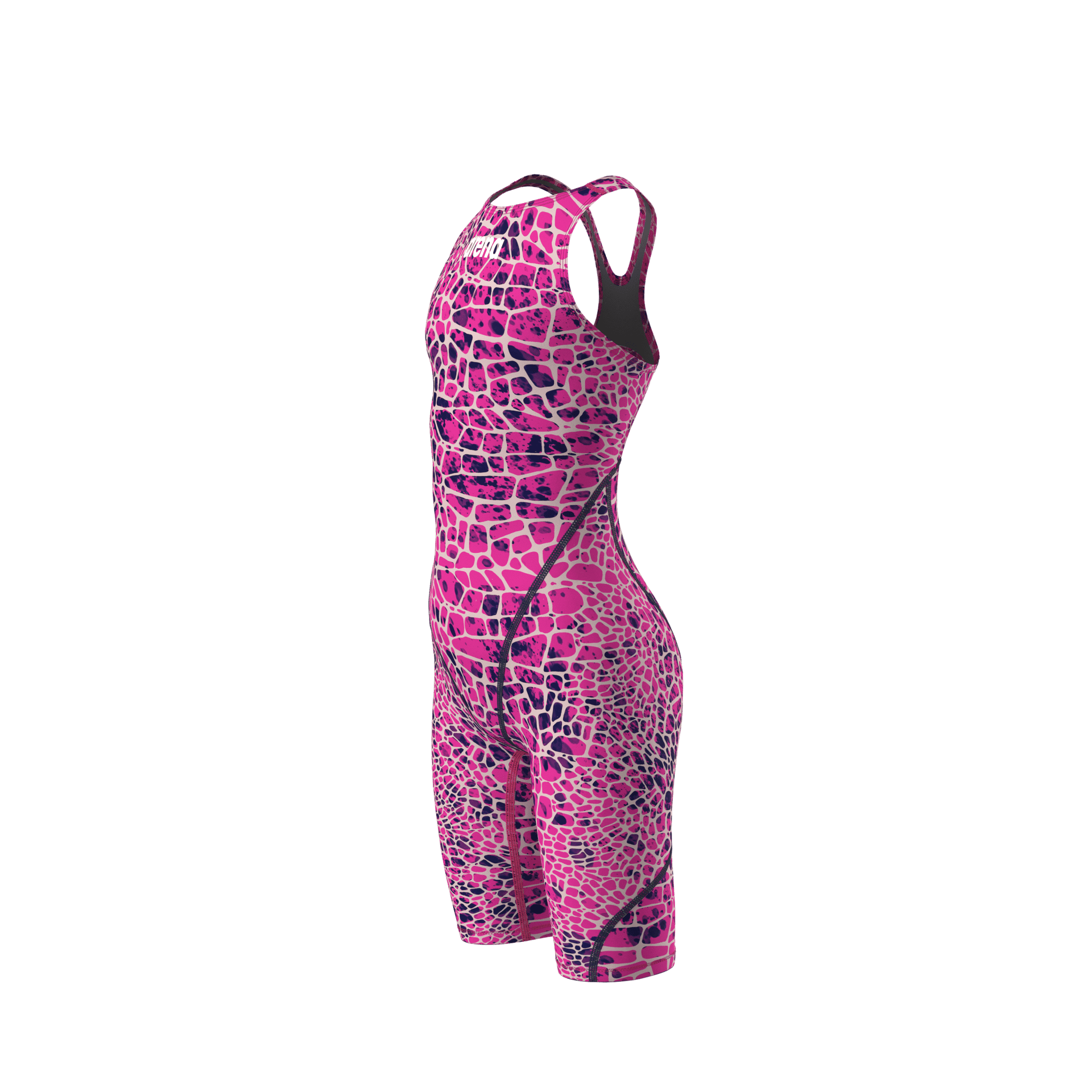 ARENA GIRLS POWERSKIN ST NEXT SNAKESKIN OPEN BACK KNEESUIT - Pink