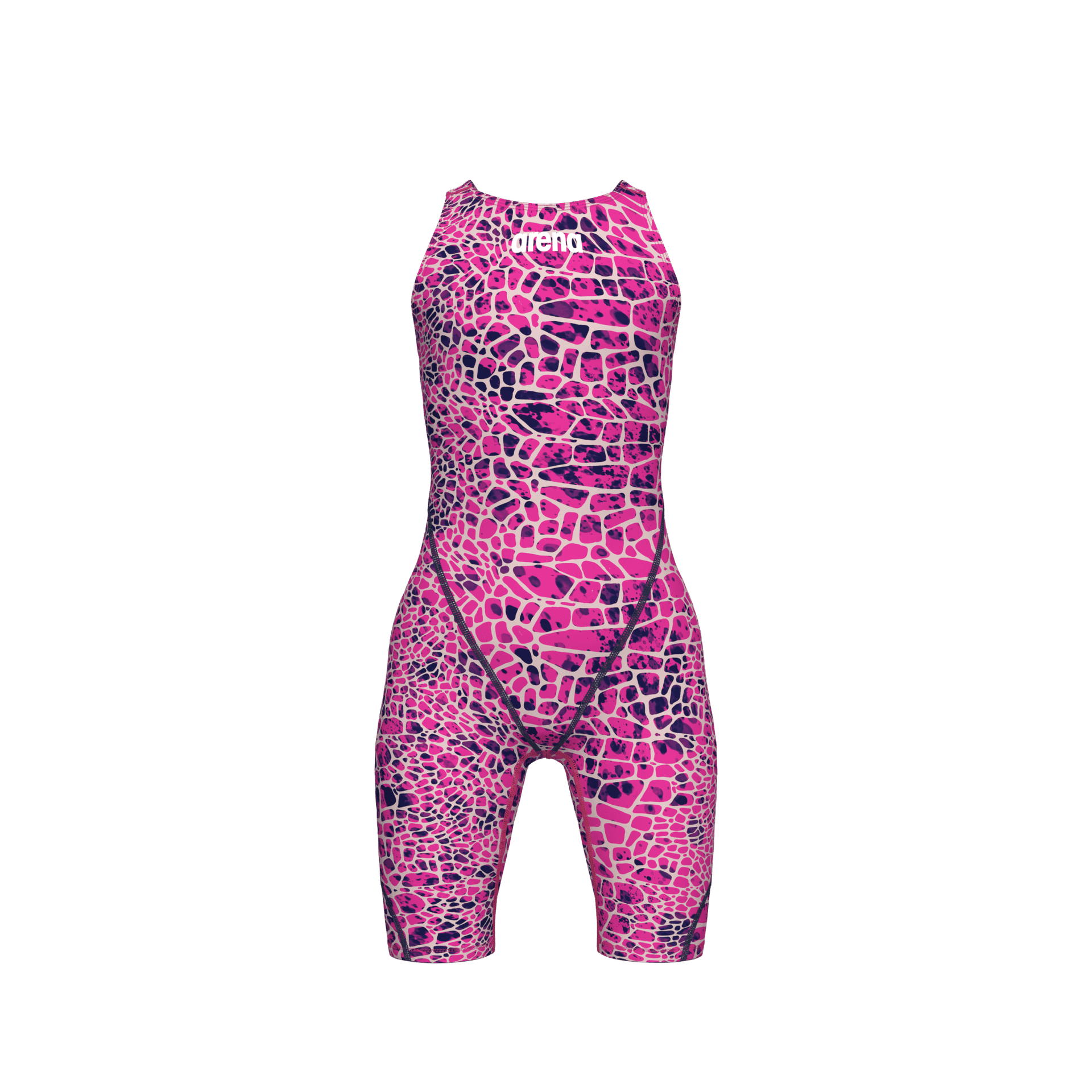 ARENA GIRLS POWERSKIN ST NEXT SNAKESKIN OPEN BACK KNEESUIT - Pink