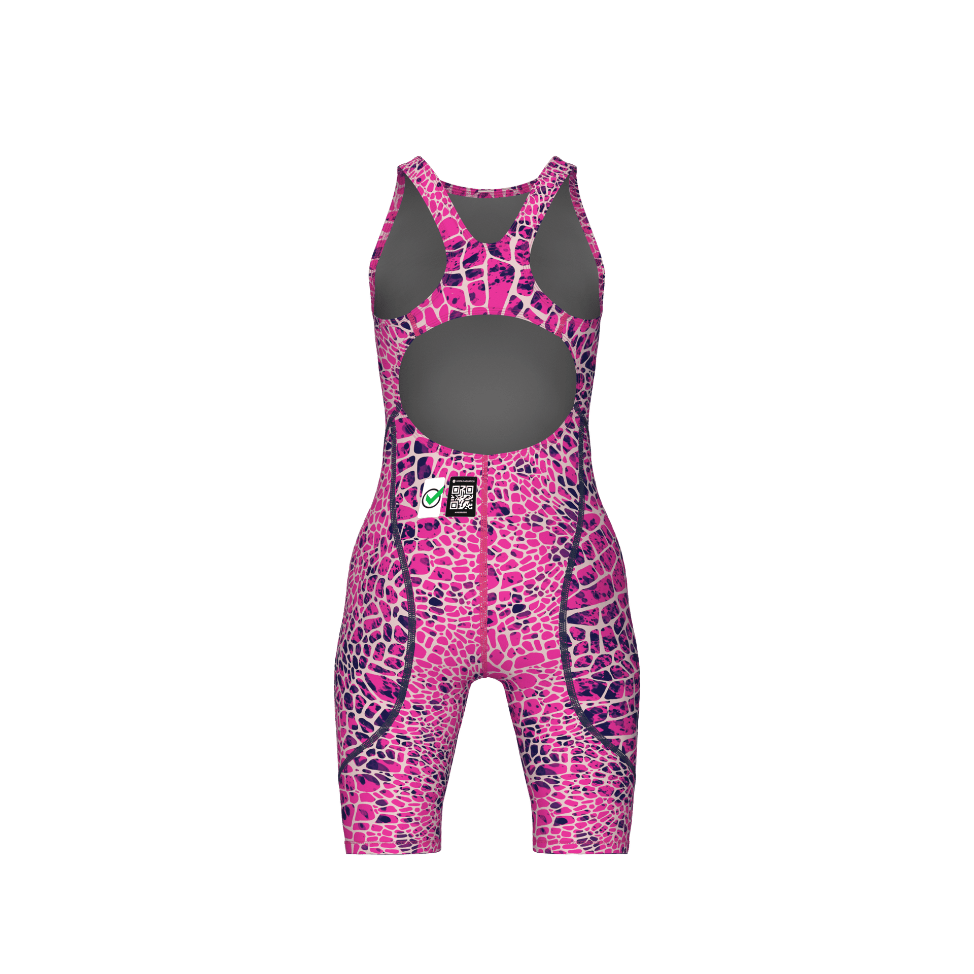 ARENA GIRLS POWERSKIN ST NEXT SNAKESKIN OPEN BACK KNEESUIT - Pink