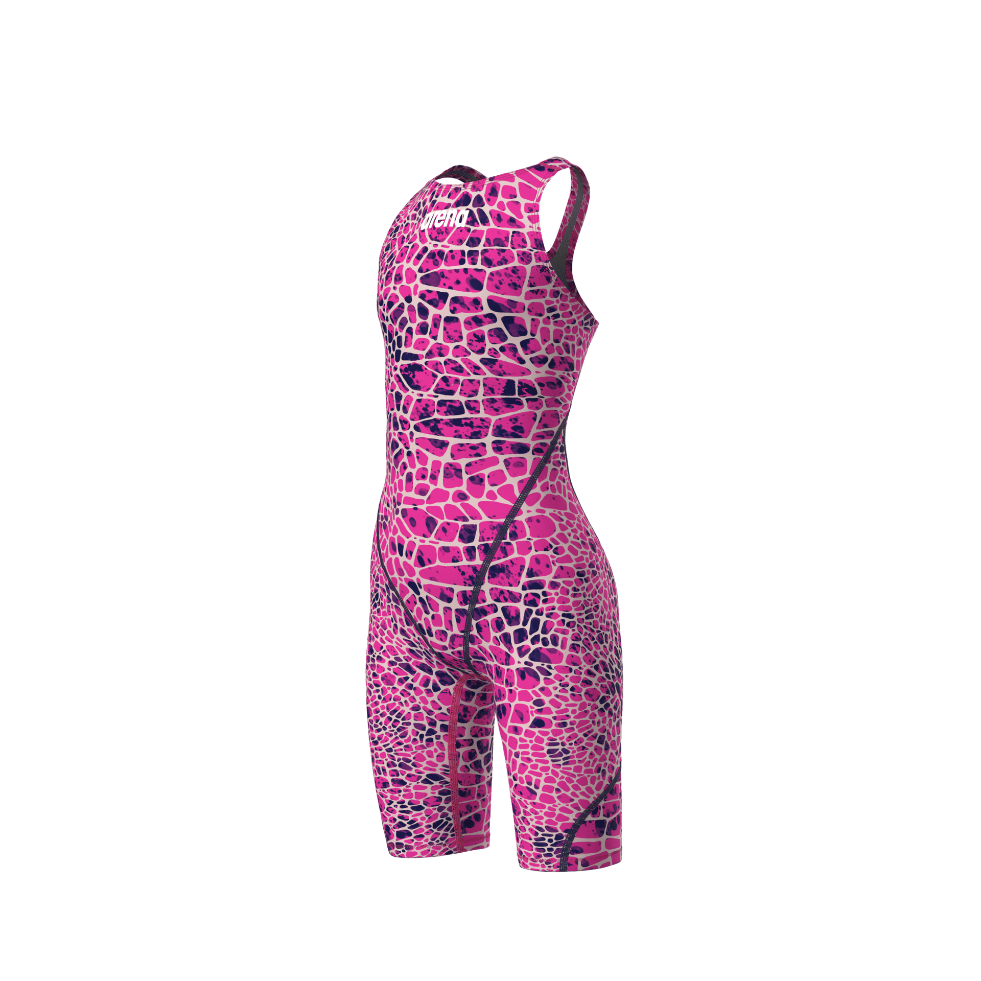 ARENA GIRLS POWERSKIN ST NEXT SNAKESKIN OPEN BACK KNEESUIT - Pink