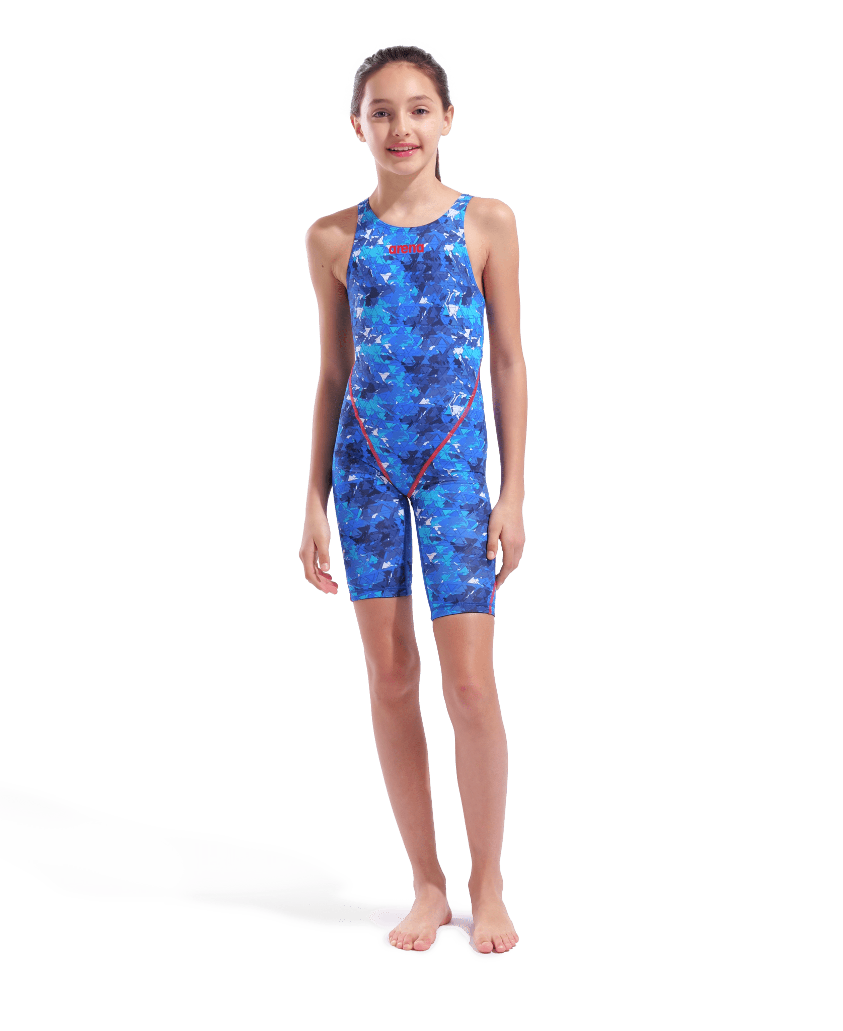 ARENA GIRLS POWERSKIN ST NEXT SPLASHY MULTI OPEN BACK KNEESUIT - Multicolour