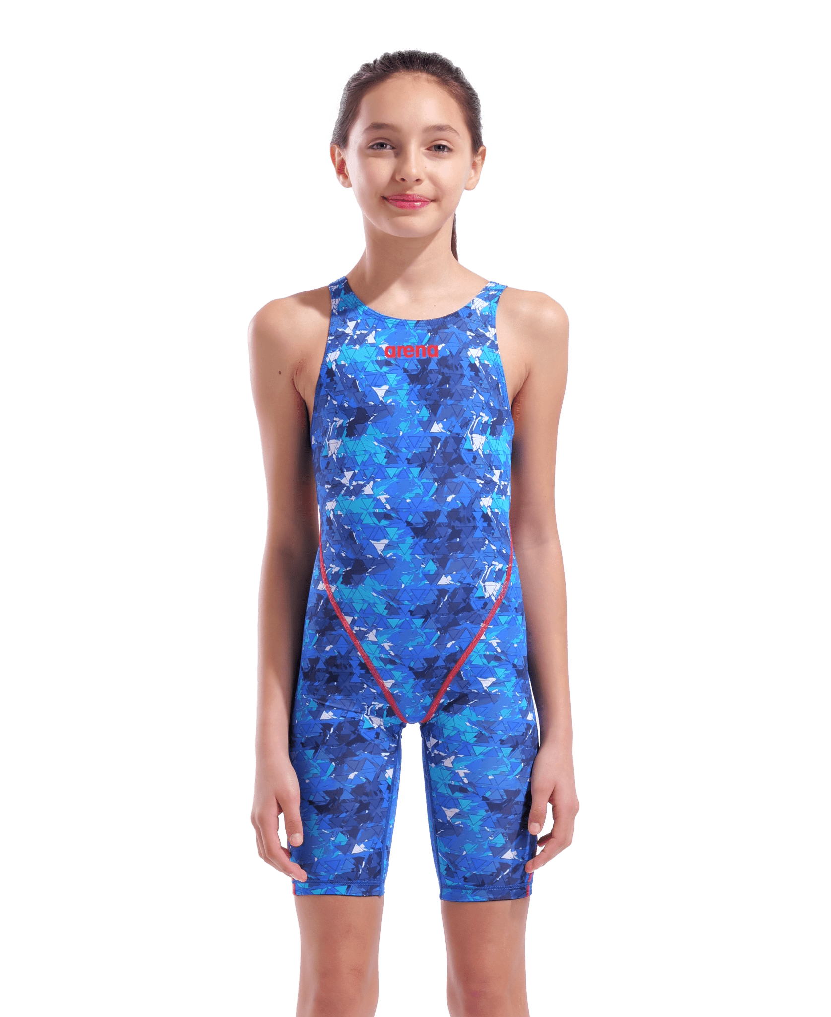ARENA GIRLS POWERSKIN ST NEXT SPLASHY MULTI OPEN BACK KNEESUIT - Multicolour