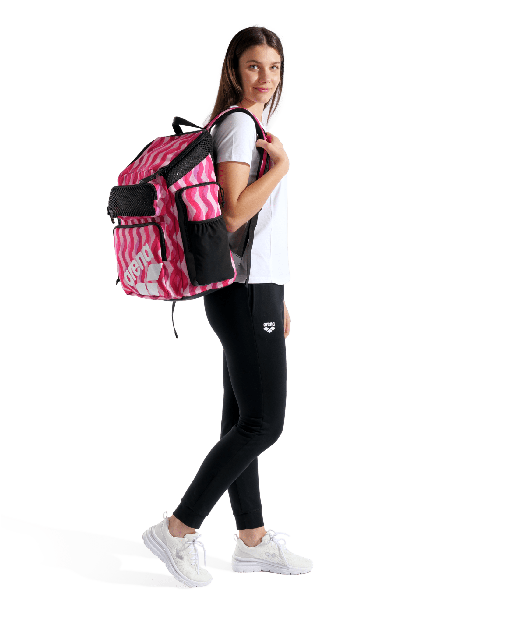 ARENA ONE GO BACKPACK 45L ALLOVER RIPPLE PRINT - Pink