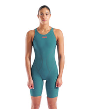 ARENA WOMENS POWERSKIN IMPULSO JADE AURA OPEN BACK KNEESUIT - Green