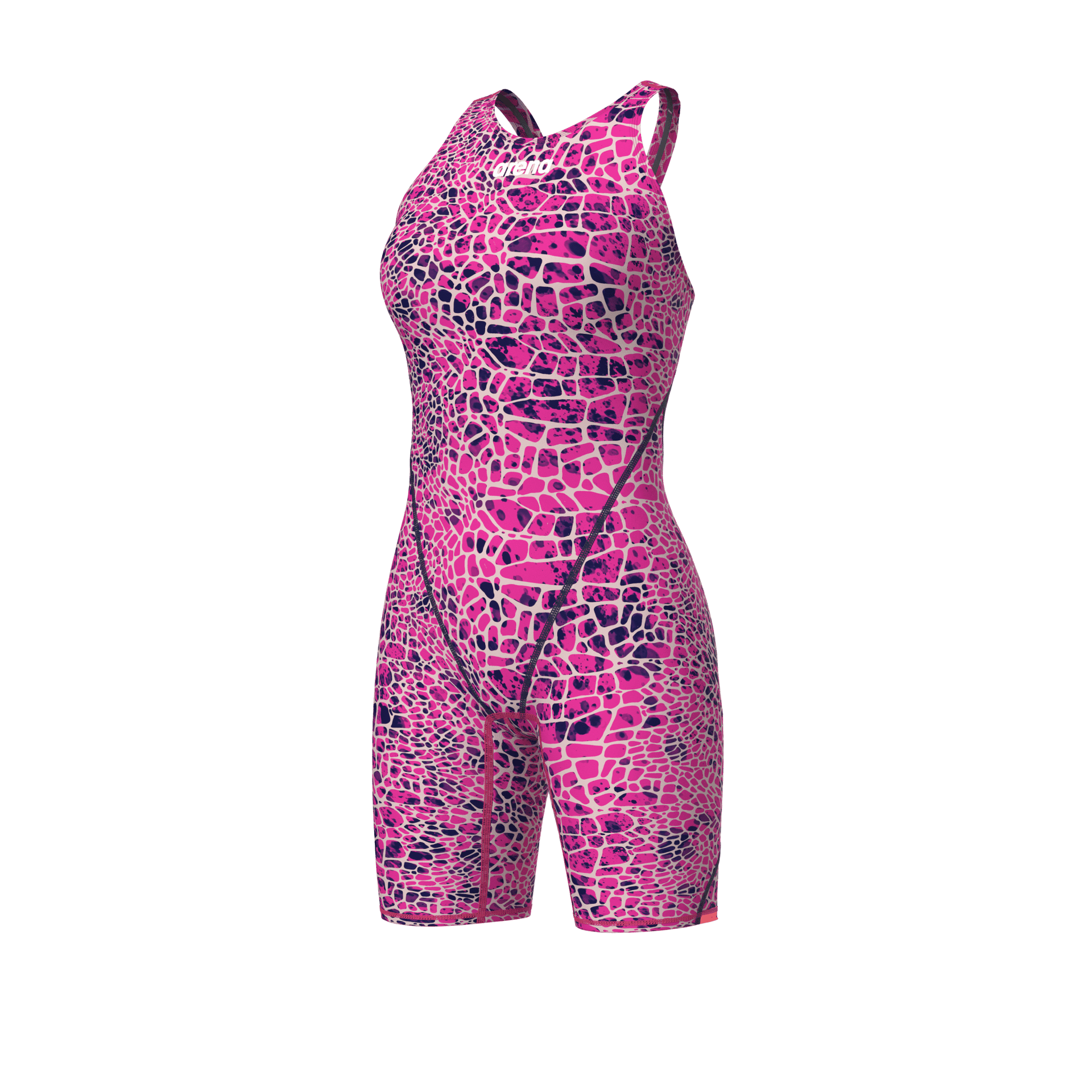 ARENA WOMENS POWERSKIN ST NEXT SNAKESKIN OPEN BACK KNEESUIT - Pink