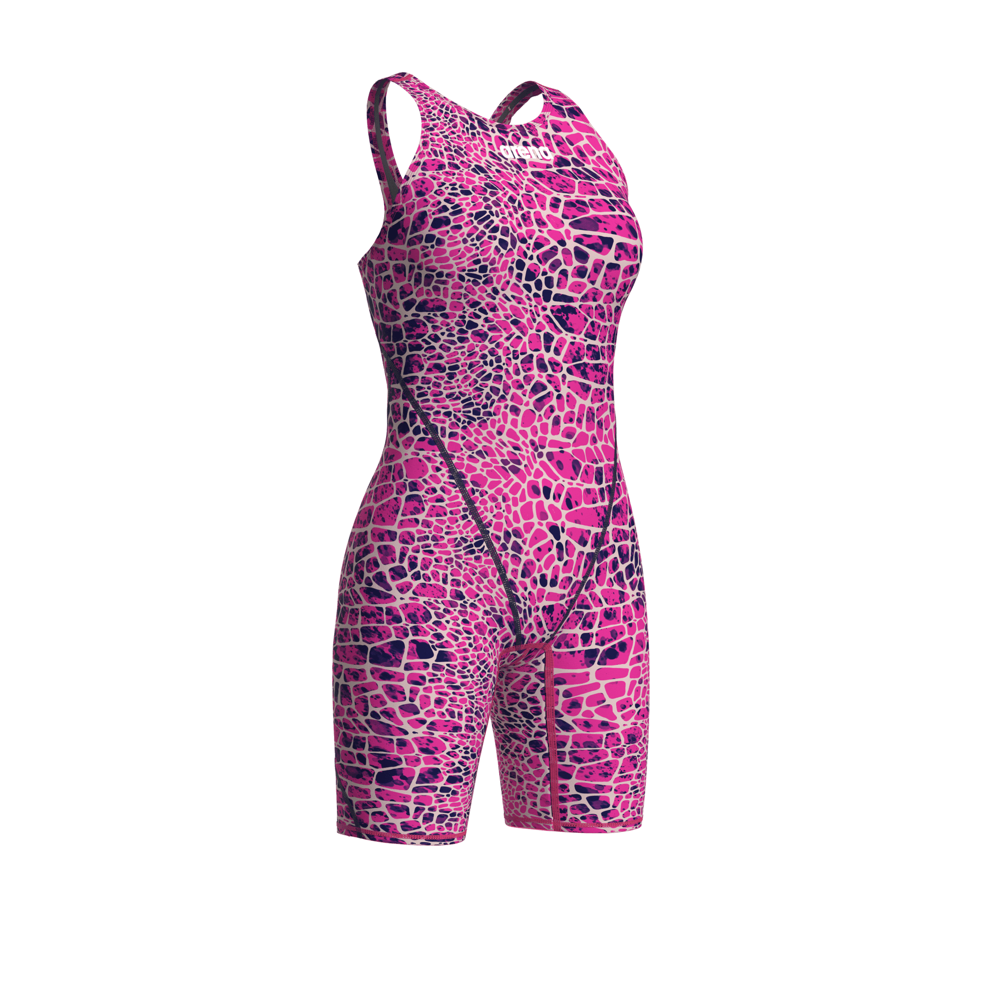 ARENA WOMENS POWERSKIN ST NEXT SNAKESKIN OPEN BACK KNEESUIT - Pink