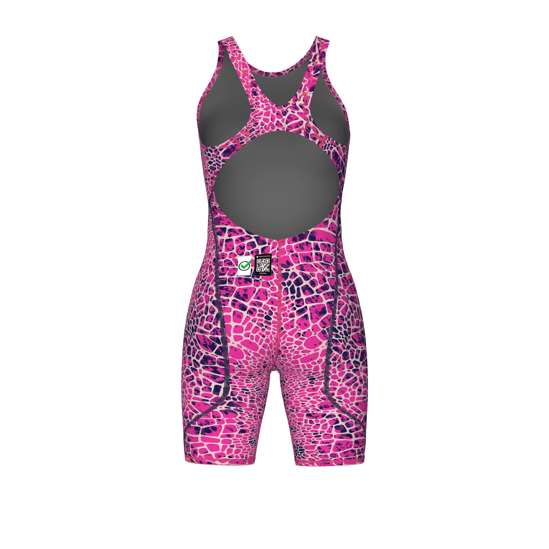 ARENA WOMENS POWERSKIN ST NEXT SNAKESKIN OPEN BACK KNEESUIT - Pink