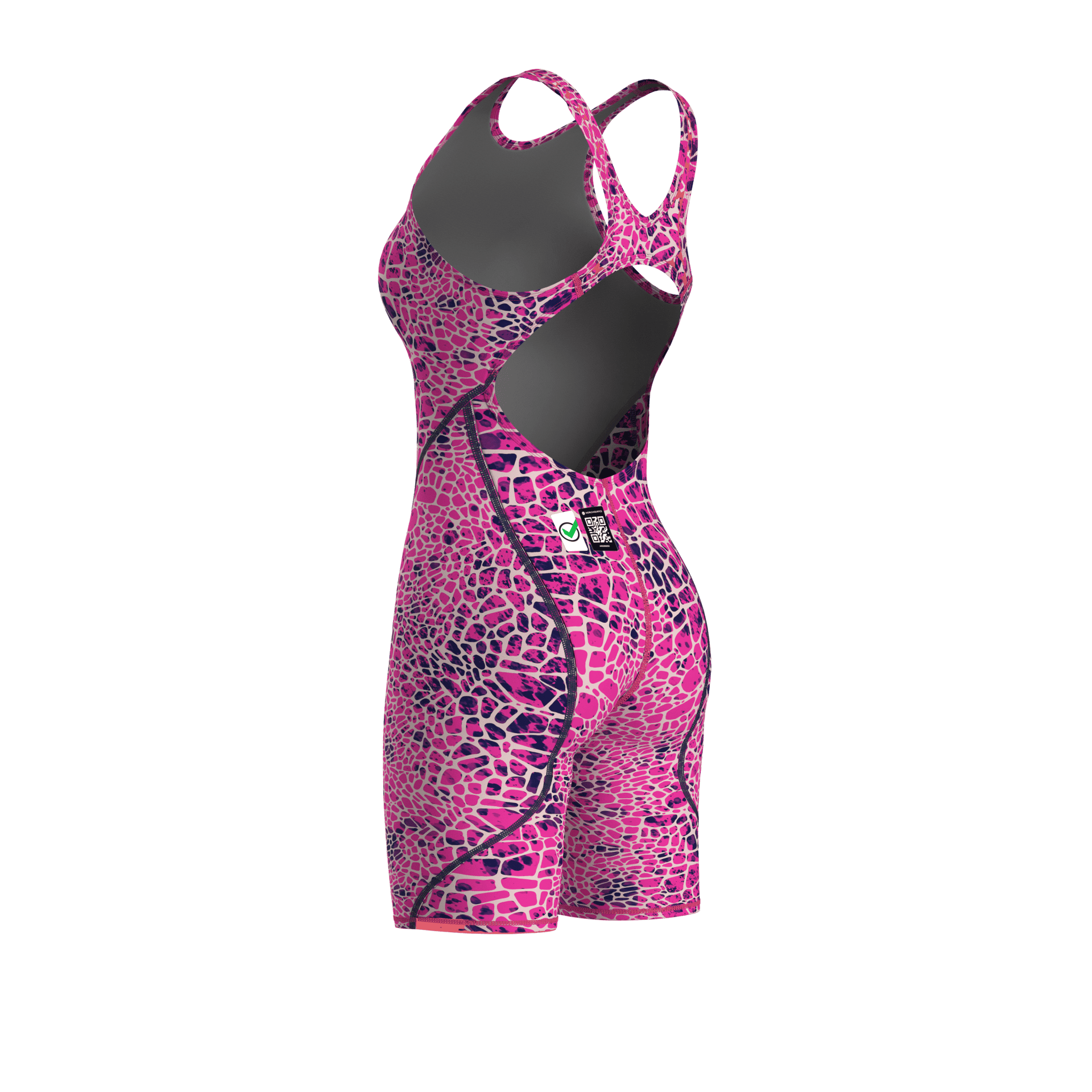 ARENA WOMENS POWERSKIN ST NEXT SNAKESKIN OPEN BACK KNEESUIT - Pink