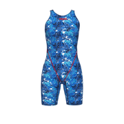 ARENA WOMENS POWERSKIN ST NEXT SPLASHY MULTI OPEN BACK KNEESUIT - Multicolour