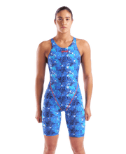 ARENA WOMENS POWERSKIN ST NEXT SPLASHY MULTI OPEN BACK KNEESUIT - Multicolour