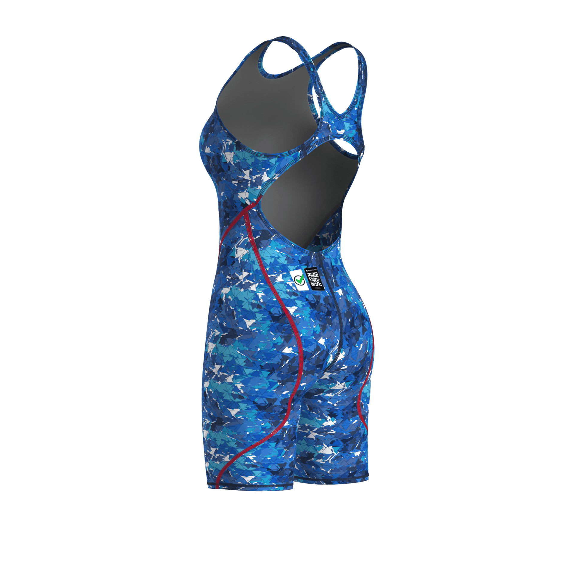 ARENA WOMENS POWERSKIN ST NEXT SPLASHY MULTI OPEN BACK KNEESUIT - Multicolour