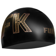 FUNKITA STENCILLED SEAMLESS SILICONE SWIMMING CAP - Black