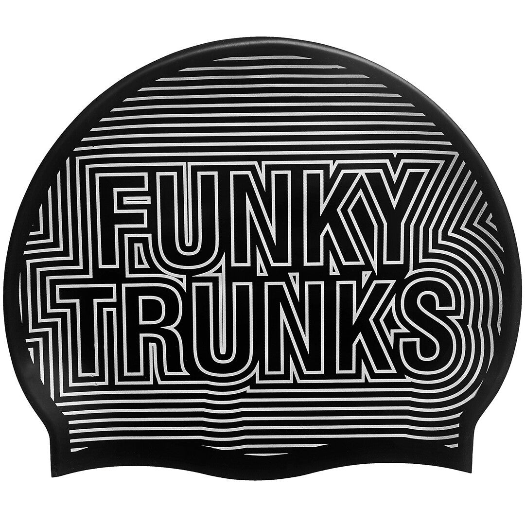 FUNKY TRUNKS SILVER LINES SILICONE SWIMMING CAP - Black