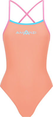 AMANZI GIRLS PASTELLA TIE BACK ONE PIECE - Coral