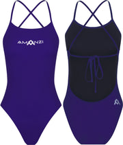 AMANZI WOMENS BLUEBERRY TIE BACK ONE PIECE