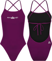 AMANZI WOMENS BORDEAUX TIE BACK ONE PIECE