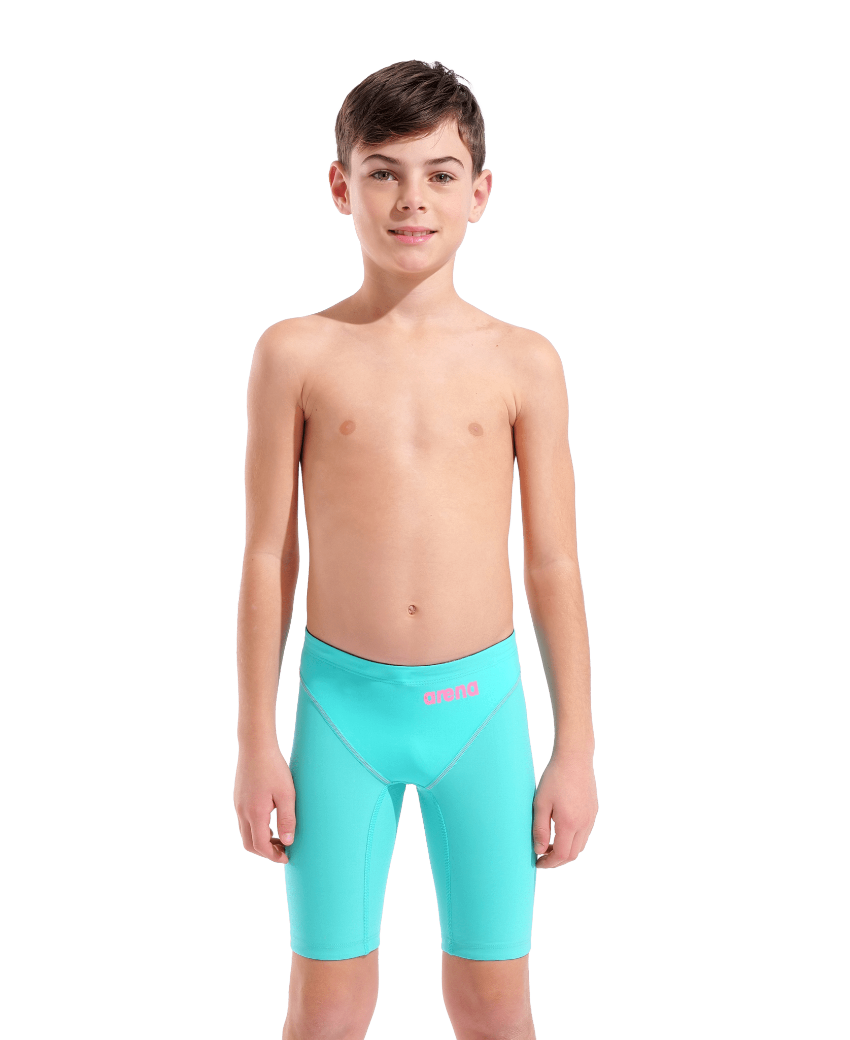 ARENA BOYS POWERSKIN IMPULSO SHOCKING PINK & WATER JAMMER - Aqua