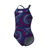 ARENA GIRLS FIREFLOW LIGHTDROP BACK SWIMSUIT - Navy