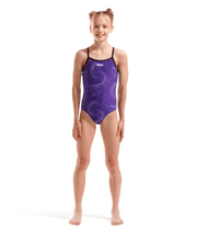 ARENA GIRLS FIREFLOW LIGHTDROP BACK SWIMSUIT - Purple