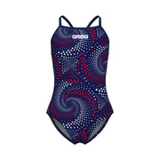 ARENA GIRLS FIREFLOW LIGHTDROP BACK SWIMSUIT - Navy
