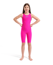 ARENA GIRLS POWERSKIN IMPULSO SHOCKING PINK & WATER OPEN BACK KNEESUIT - Pink