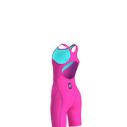 ARENA GIRLS POWERSKIN IMPULSO SHOCKING PINK & WATER OPEN BACK KNEESUIT