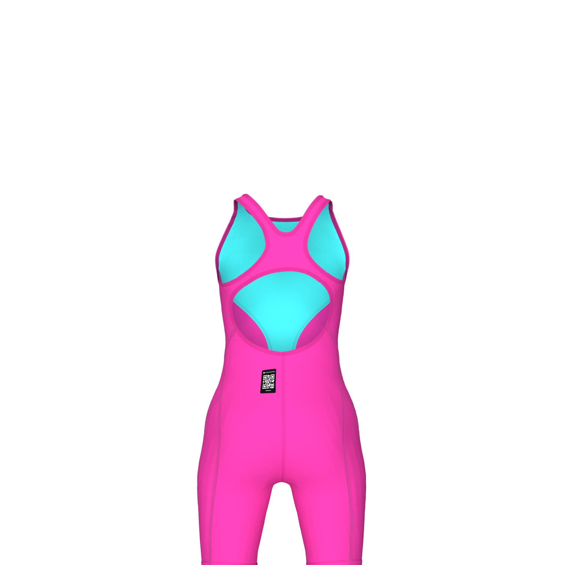 ARENA GIRLS POWERSKIN IMPULSO SHOCKING PINK & WATER OPEN BACK KNEESUIT - Pink