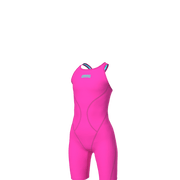 ARENA GIRLS POWERSKIN IMPULSO SHOCKING PINK & WATER OPEN BACK KNEESUIT - Pink