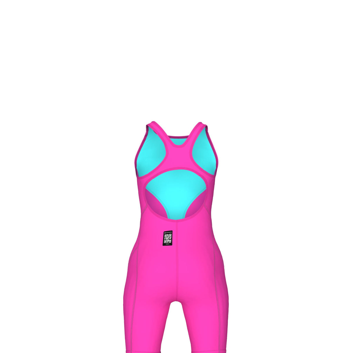 ARENA GIRLS POWERSKIN IMPULSO SHOCKING PINK & WATER OPEN BACK KNEESUIT