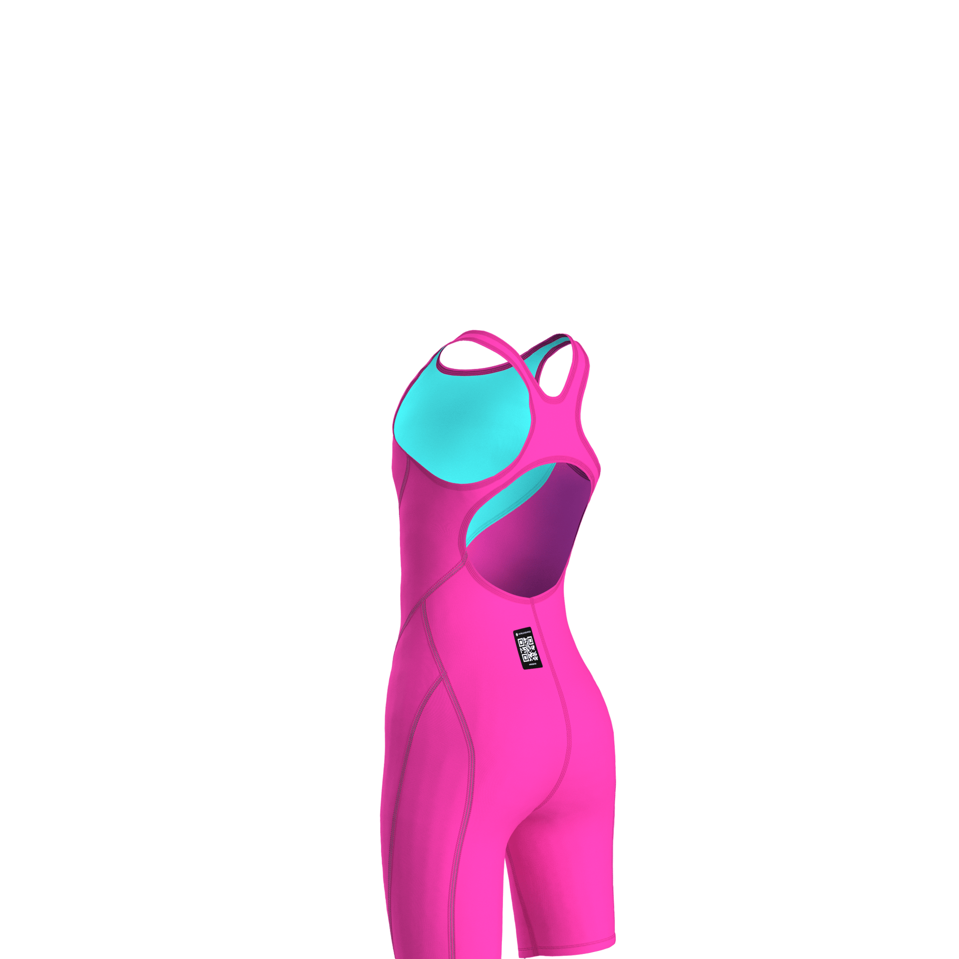 ARENA GIRLS POWERSKIN IMPULSO SHOCKING PINK & WATER OPEN BACK KNEESUIT - Pink
