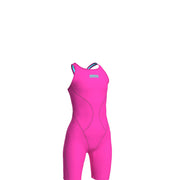 ARENA GIRLS POWERSKIN IMPULSO SHOCKING PINK & WATER OPEN BACK KNEESUIT