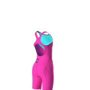 ARENA GIRLS POWERSKIN IMPULSO SHOCKING PINK & WATER OPEN BACK KNEESUIT - Pink