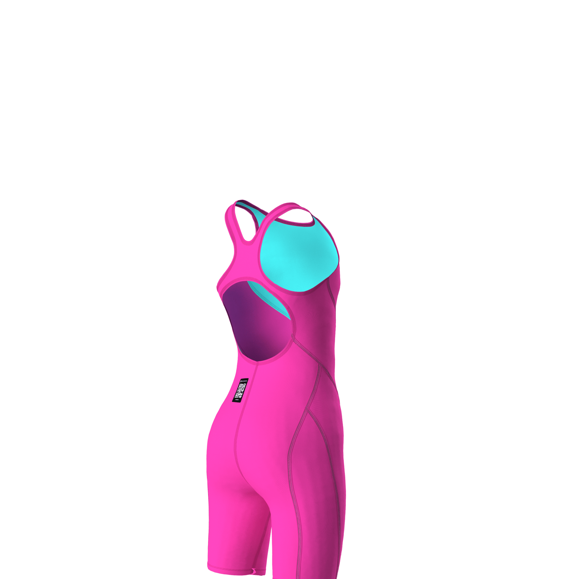 ARENA GIRLS POWERSKIN IMPULSO SHOCKING PINK & WATER OPEN BACK KNEESUIT - Pink