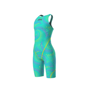 ARENA GIRLS POWERSKIN ST NEXT FIREFLOW SEAGLASS OPEN BACK KNEESUIT - Aqua