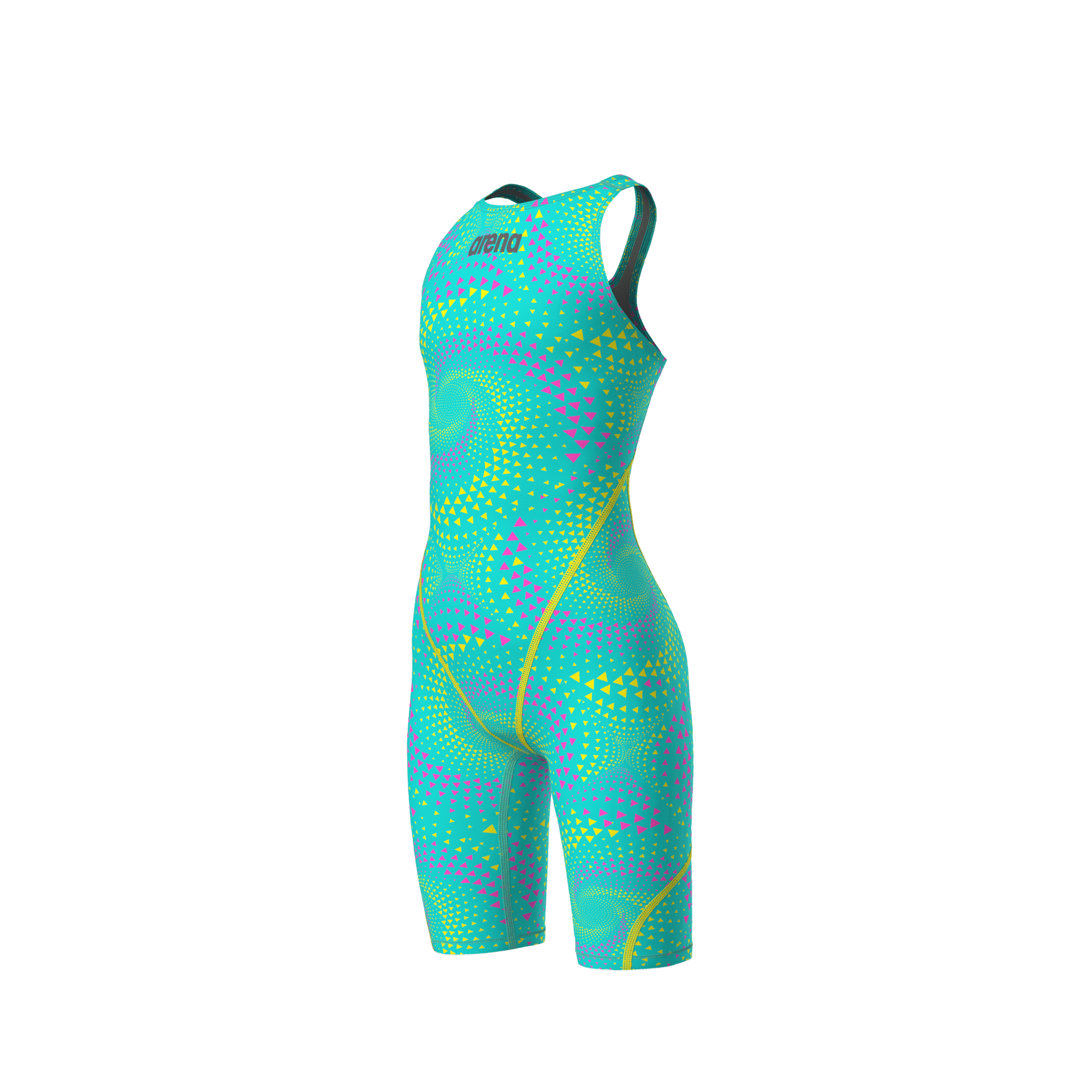 ARENA GIRLS POWERSKIN ST NEXT FIREFLOW SEAGLASS OPEN BACK KNEESUIT - Aqua
