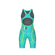 ARENA GIRLS POWERSKIN ST NEXT FIREFLOW SEAGLASS OPEN BACK KNEESUIT - Aqua