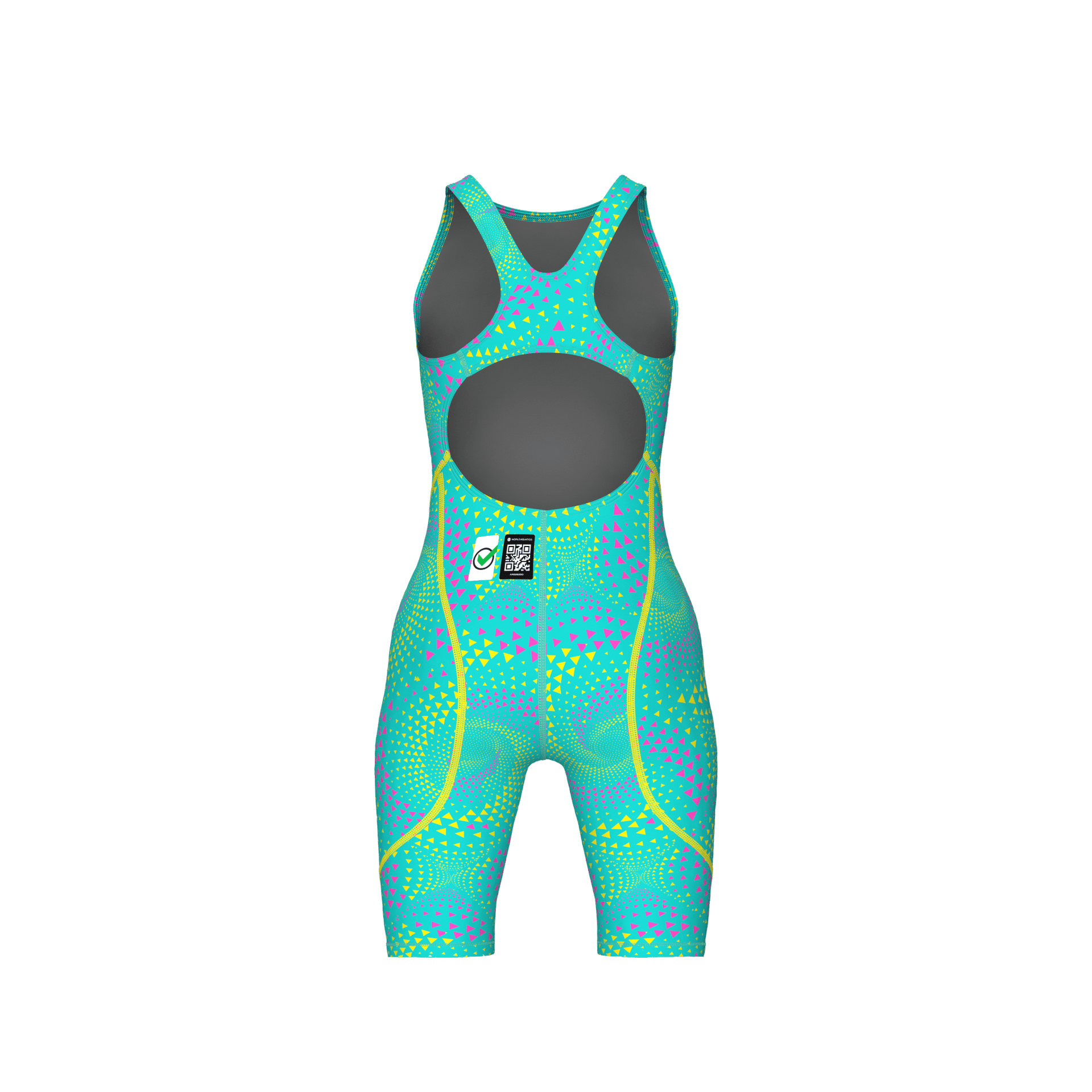 ARENA GIRLS POWERSKIN ST NEXT FIREFLOW SEAGLASS OPEN BACK KNEESUIT - Aqua