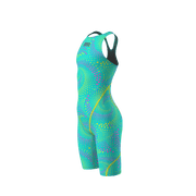ARENA GIRLS POWERSKIN ST NEXT FIREFLOW SEAGLASS OPEN BACK KNEESUIT - Aqua