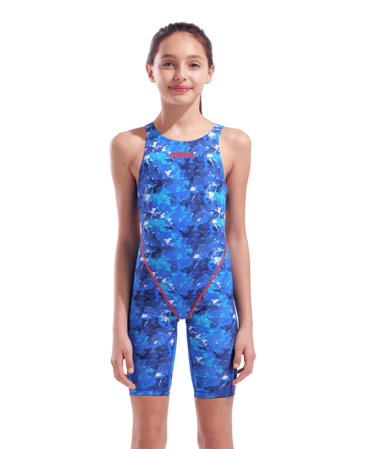 ARENA GIRLS POWERSKIN ST NEXT SPLASHY MULTI OPEN BACK KNEESUIT - Multicolour