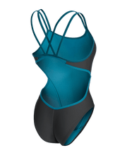 ARENA WOMENS HYPERFLOW SOLID DOUBLE CROSS BACK SWIMSUIT - Blue