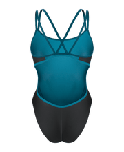 ARENA WOMENS HYPERFLOW SOLID DOUBLE CROSS BACK SWIMSUIT - Blue