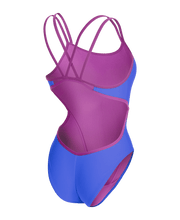 ARENA WOMENS HYPERFLOW SOLID DOUBLE CROSS BACK SWIMSUIT - Blue