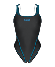 ARENA WOMENS HYPERFLOW SOLID DOUBLE CROSS BACK SWIMSUIT - Blue