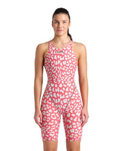 ARENA WOMENS LEOPARD SKIN GERANIUM POWERSKIN ST NEXT OPEN BACK KNEESUIT
