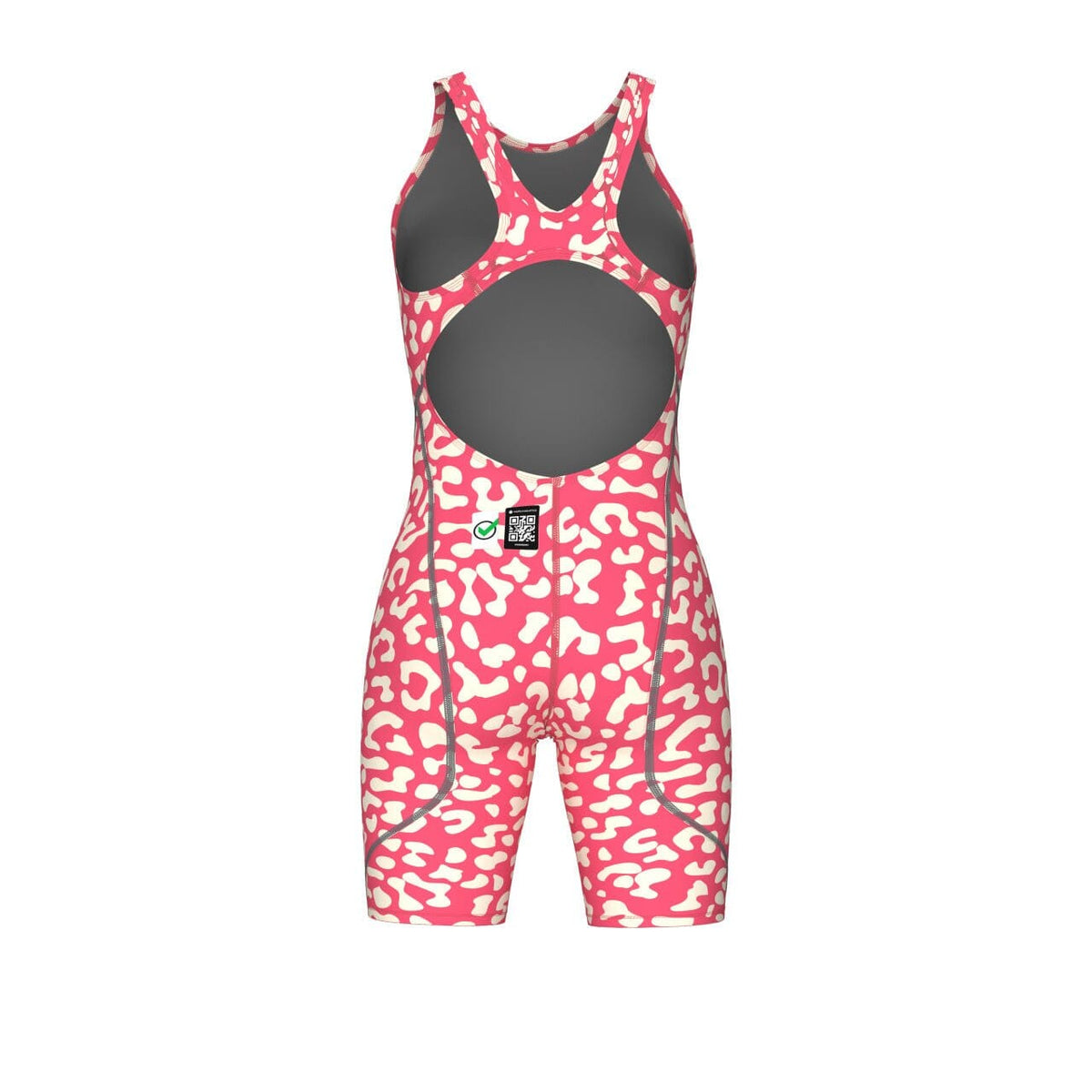 ARENA WOMENS LEOPARD SKIN GERANIUM POWERSKIN ST NEXT OPEN BACK KNEESUIT