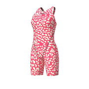 ARENA WOMENS LEOPARD SKIN GERANIUM POWERSKIN ST NEXT OPEN BACK KNEESUIT