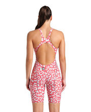 ARENA WOMENS LEOPARD SKIN GERANIUM POWERSKIN ST NEXT OPEN BACK KNEESUIT